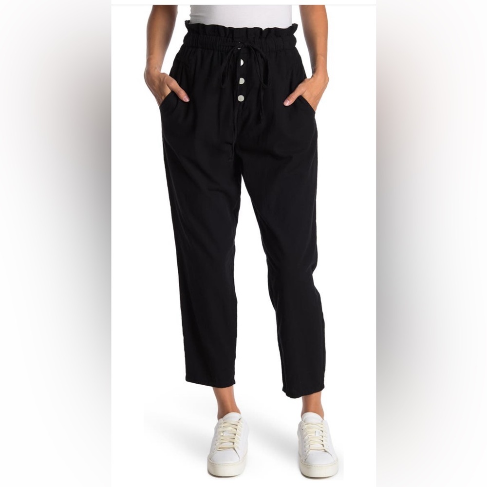 🆕 BLANKNYC linen paperbag waist trousers in black Sz XS J9